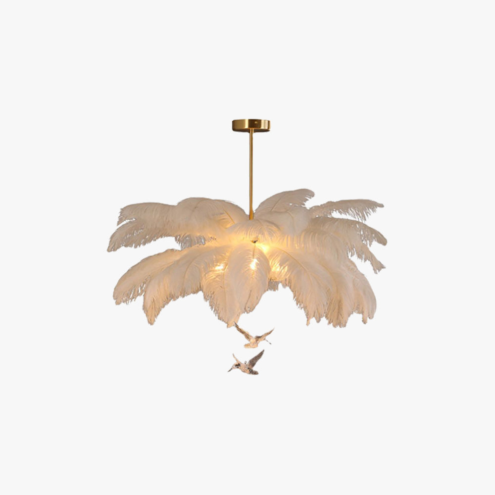 O'Moore Elegant Contemporary Ostrich Feather Chandelier - White