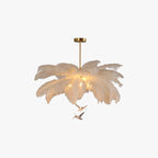 O'Moore Elegant Contemporary Ostrich Feather Chandelier - White