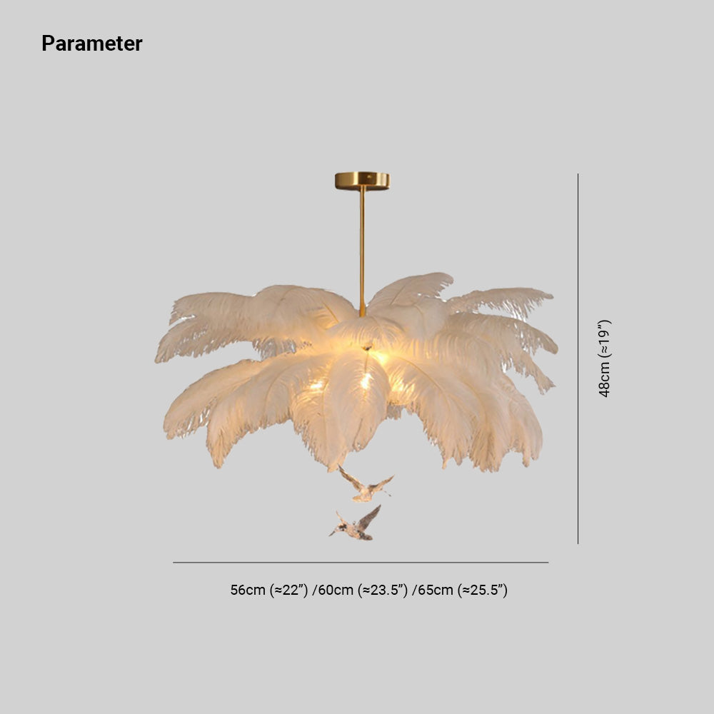 O'Moore Elegant Contemporary Ostrich Feather Chandelier - White