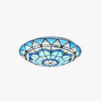 Tiffany-Style Colorful Stained Glass Flush-Mount Ceiling Light for Bedroom