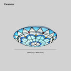 Tiffany-Style Colorful Stained Glass Flush-Mount Ceiling Light for Bedroom