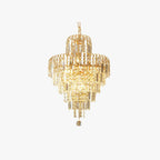 Kristy Luxury Gold Crystal Chandelier, 5-Tier Tassel Design