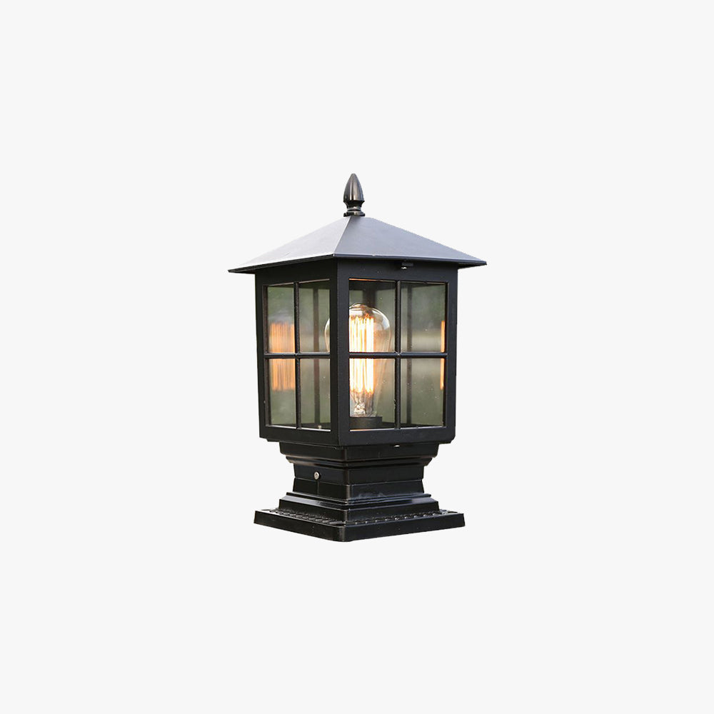 Etilo Modern Metal and Glass LED Outdoor Post Lantern