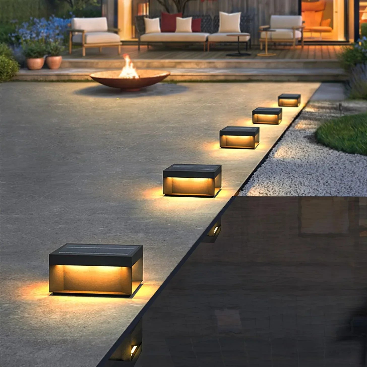 Elow Solar-Powered Modern Square Outdoor Post Lamps