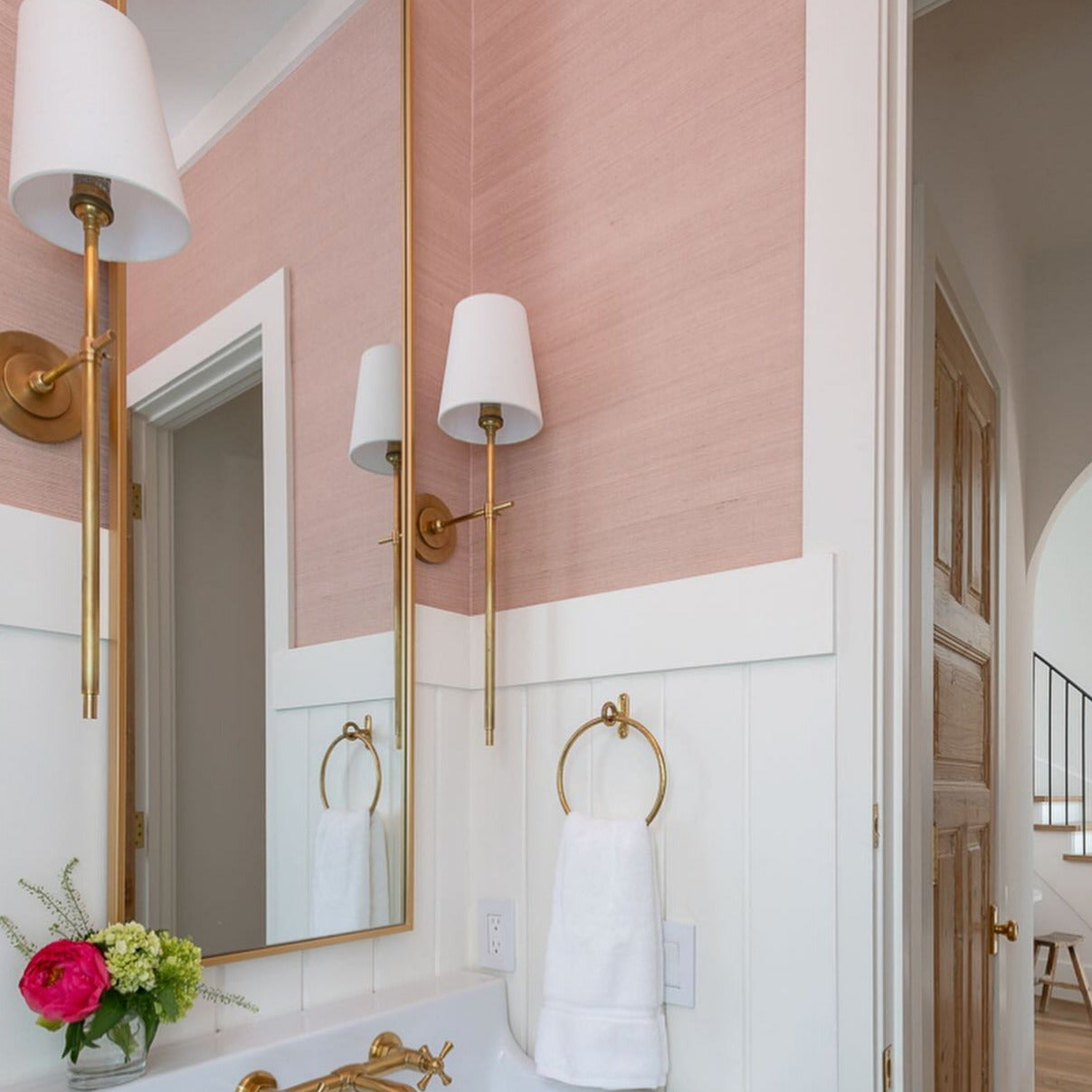 Theodore Brass Wall Lamp with Fabric Shade