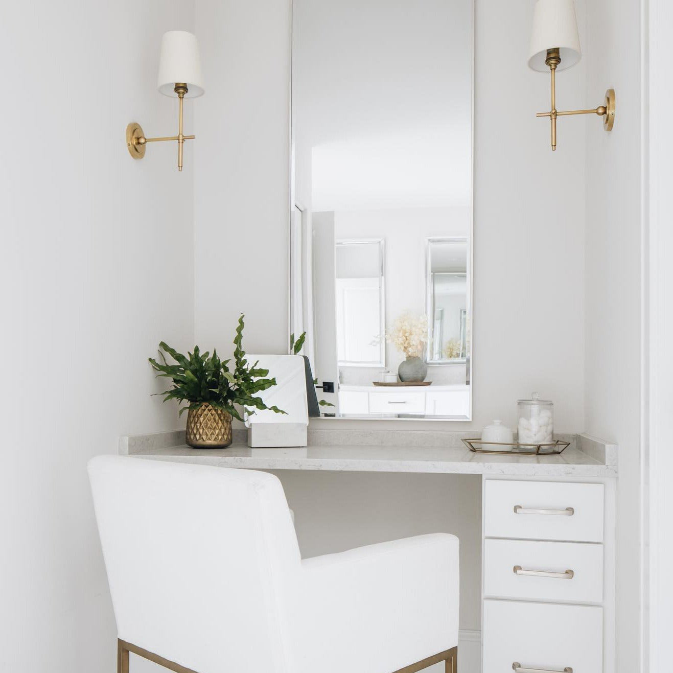 Theodore Brass Wall Lamp with Fabric Shade