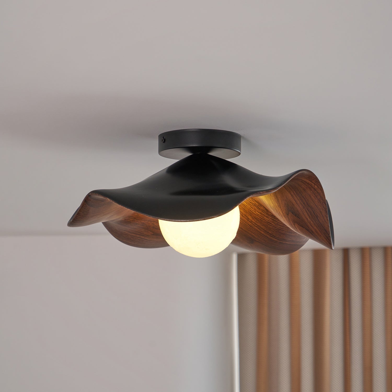 Lanoe Ceiling Light Wood Black&White