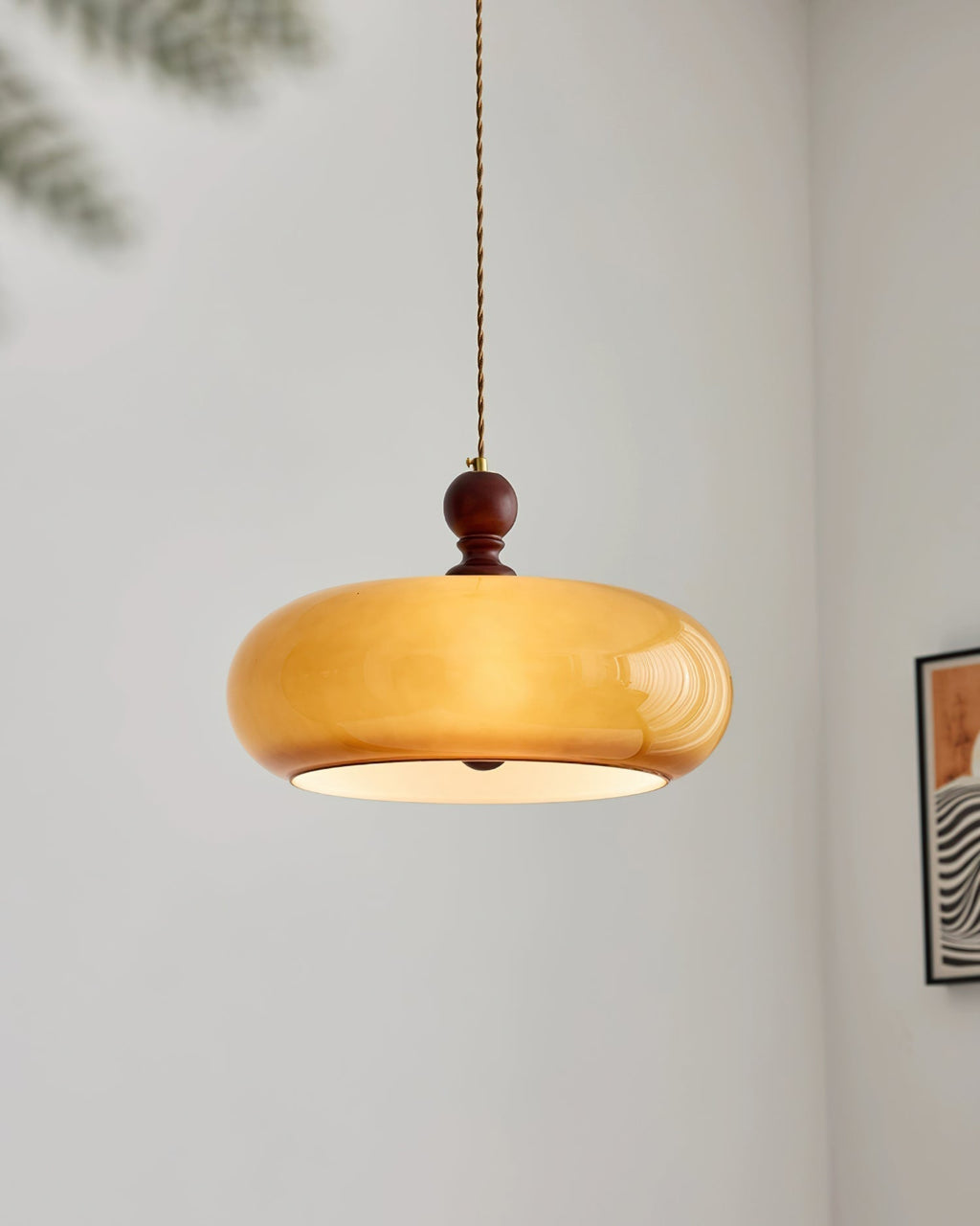 Eldom Pendant Light with Amber Glass Shade