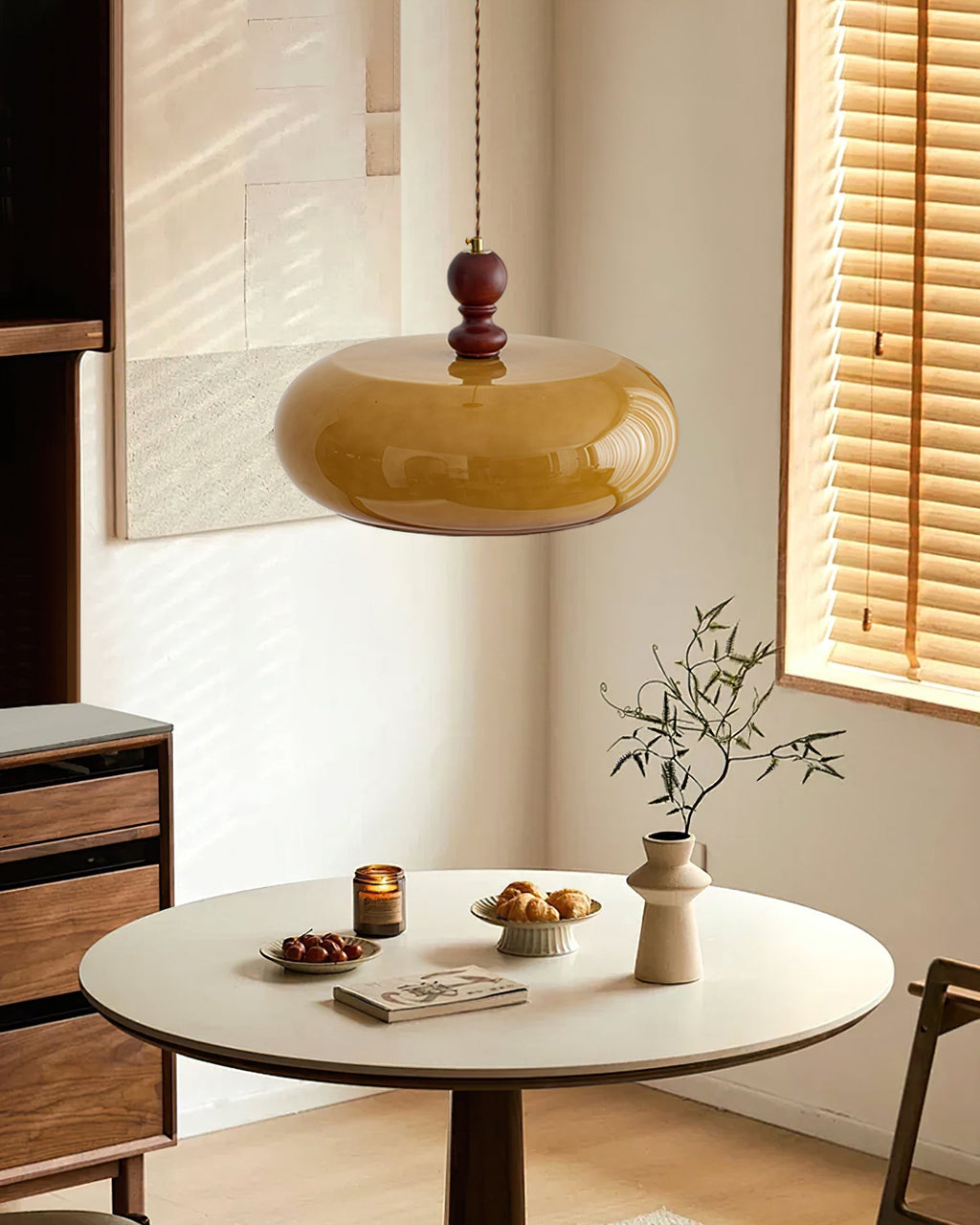 Eldom Pendant Light with Amber Glass Shade