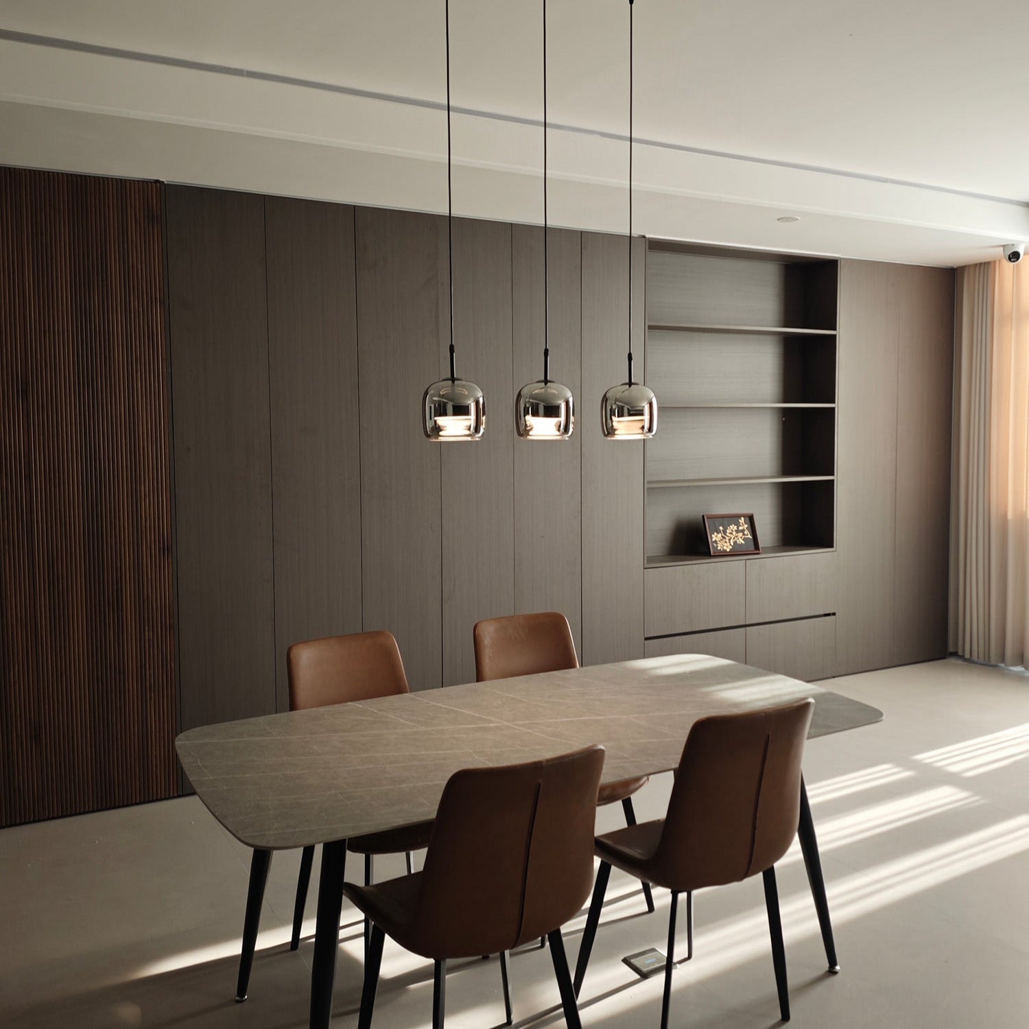 June Minimalist Pendant Light in Smoke Gray Glass