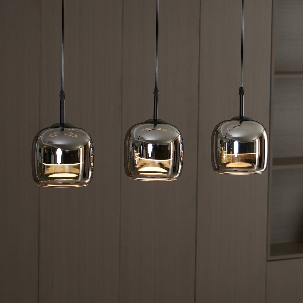 June Minimalist Pendant Light in Smoke Gray Glass