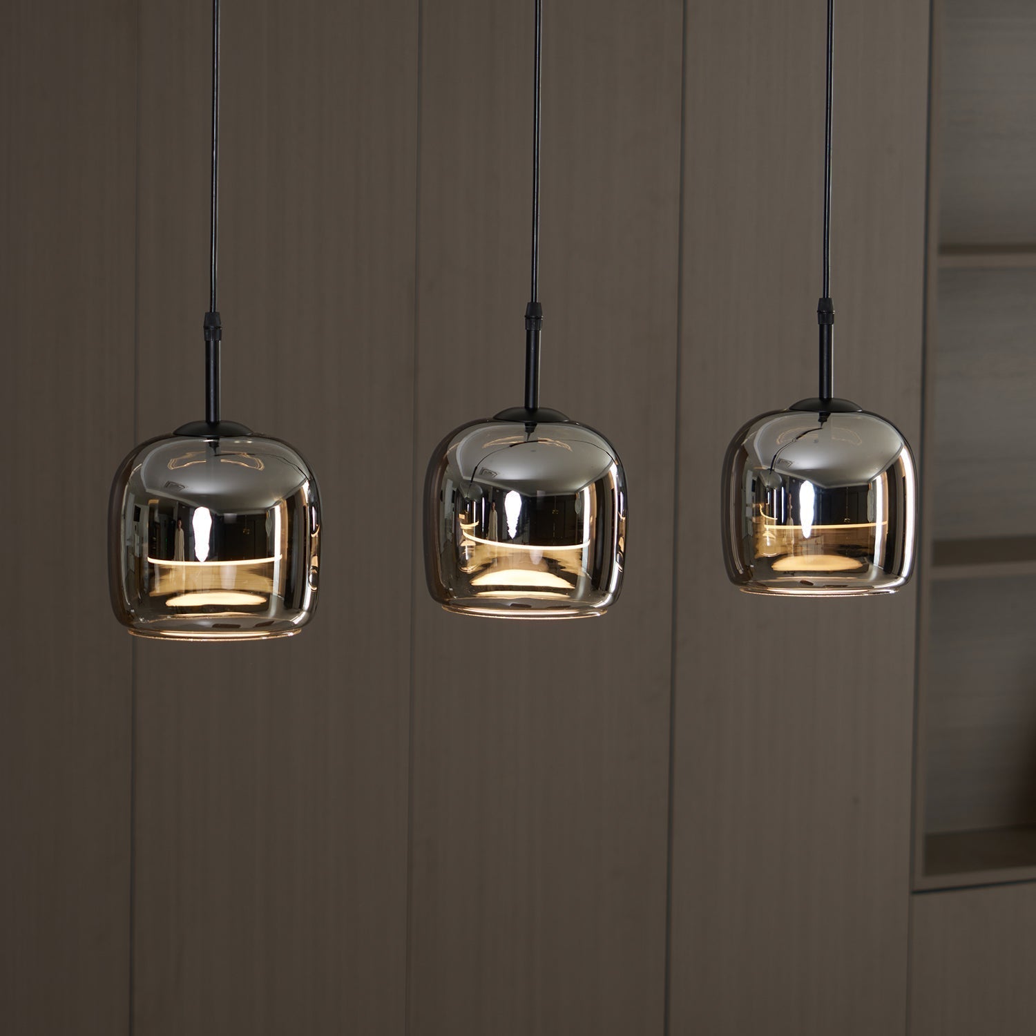June Minimalist Pendant Light in Smoke Gray Glass
