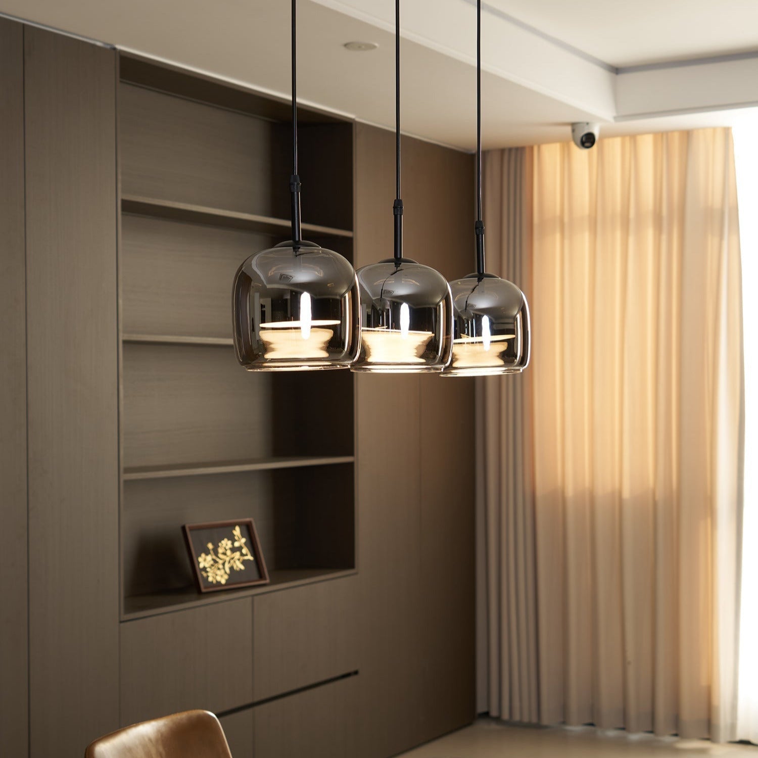 June Minimalist Pendant Light in Smoke Gray Glass