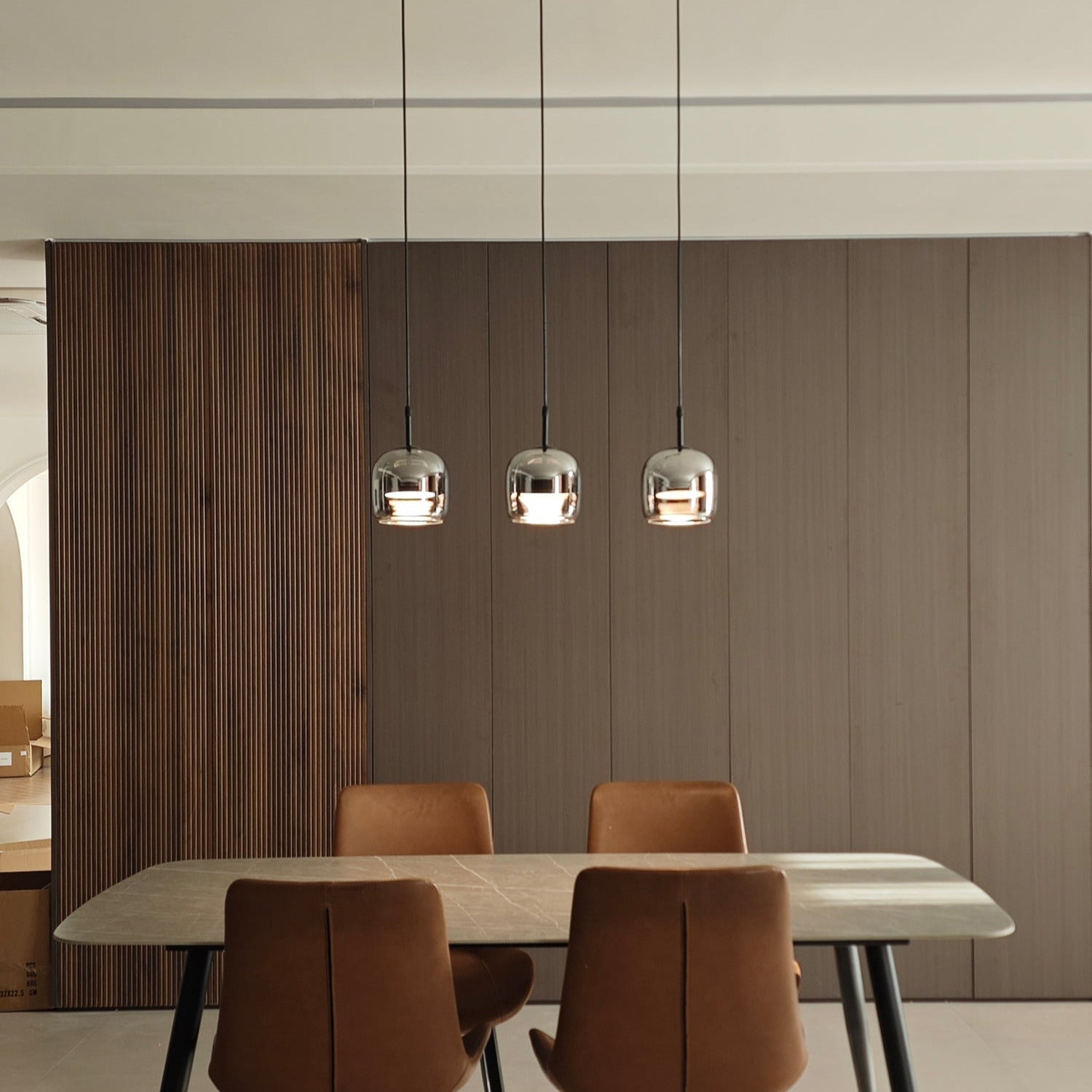June Minimalist Pendant Light in Smoke Gray Glass