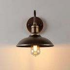 Ray Rustic Bowl‑Shaped Metal Wall Sconce, Antique Brass Finish