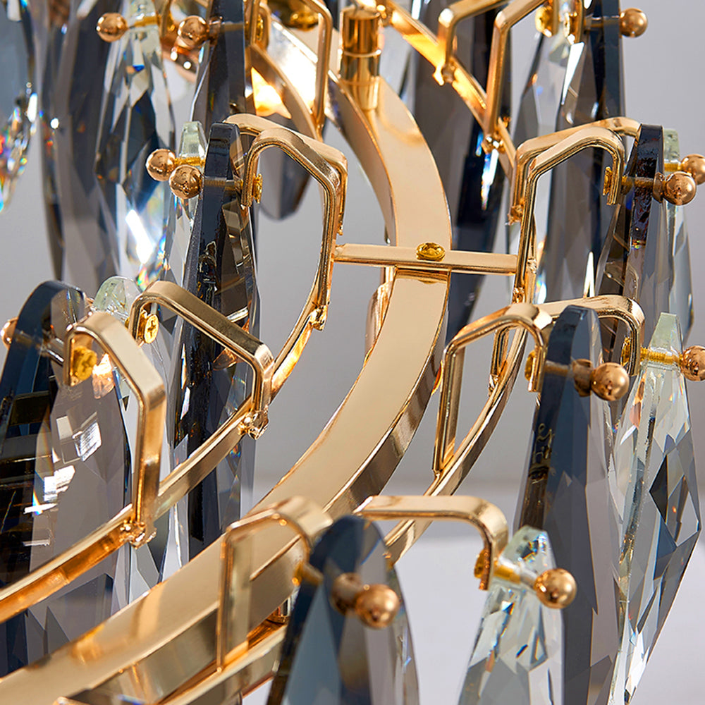 Kristy Modern Annular Metal and Crystal Pendant Light in Gold