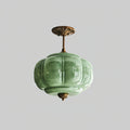 Eldio Semi-Flush Mount Ceiling Light with Green Glass Shade
