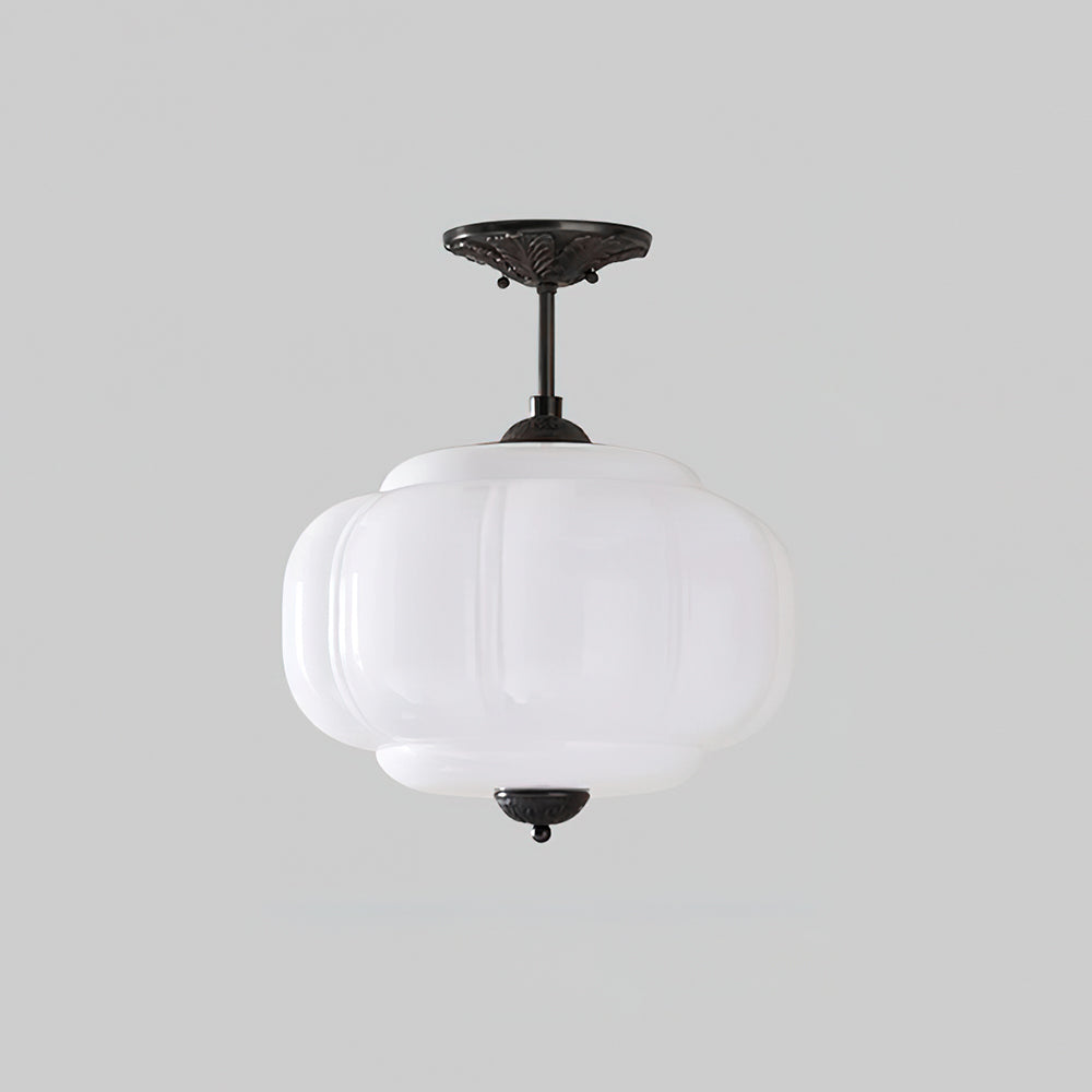 Eldio Semi-Flush Mount Ceiling Light with Green Glass Shade