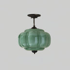 Eldio Semi-Flush Mount Ceiling Light with Green Glass Shade