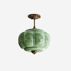 Eldio Semi-Flush Mount Ceiling Light with Green Glass Shade