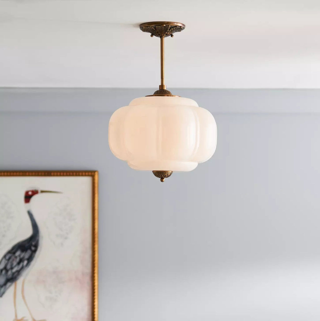 Eldio Semi-Flush Mount Ceiling Light with Green Glass Shade