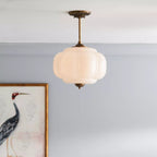 Eldio Semi-Flush Mount Ceiling Light with Green Glass Shade