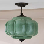 Eldio Semi-Flush Mount Ceiling Light with Green Glass Shade