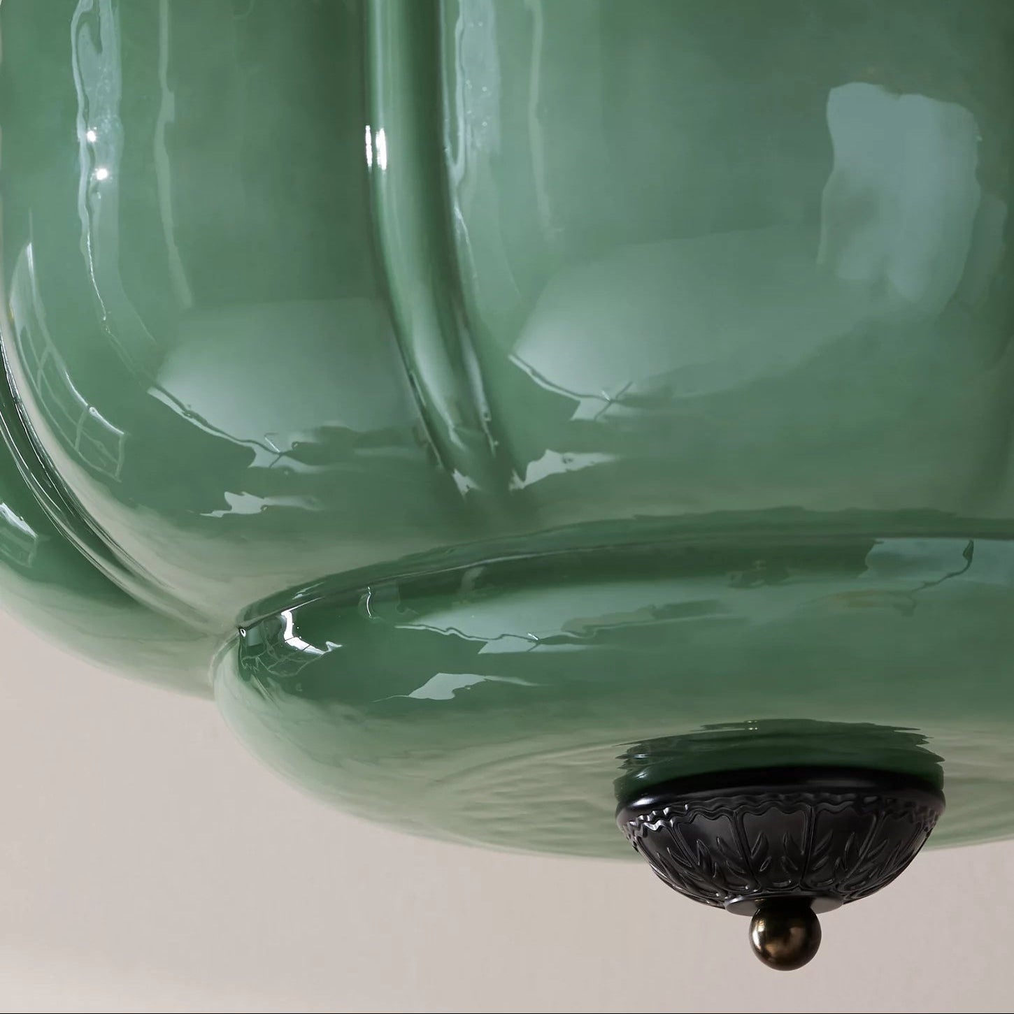 Eldio Semi-Flush Mount Ceiling Light with Green Glass Shade