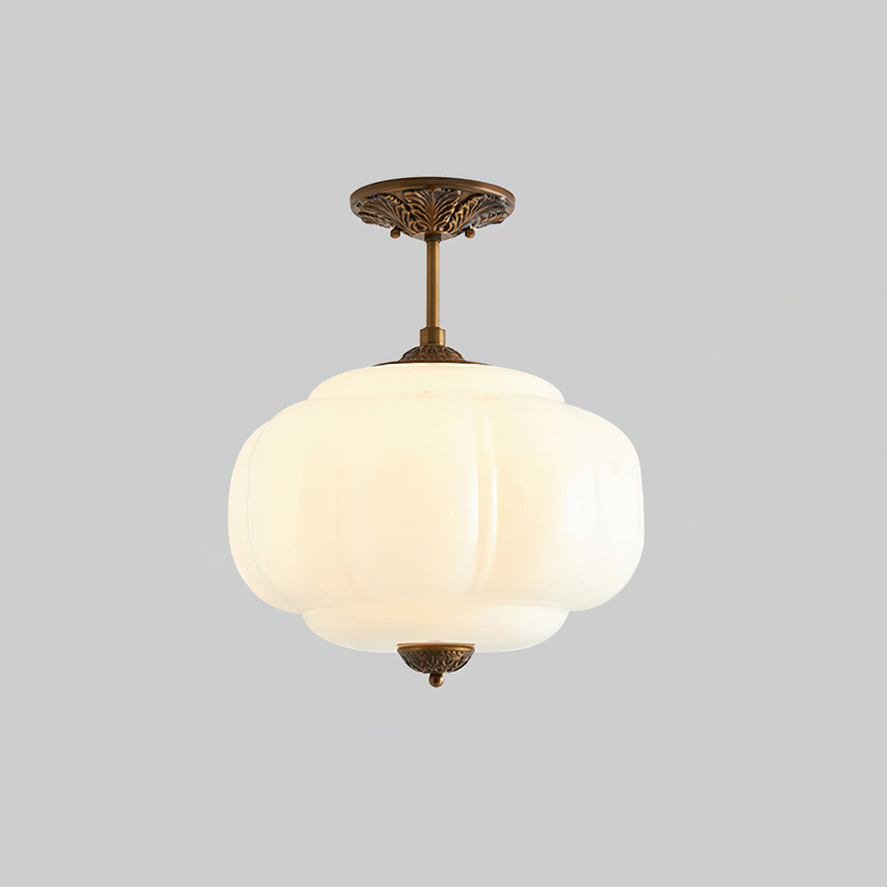 Eldio Semi-Flush Mount Ceiling Light with Green Glass Shade