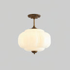 Eldio Semi-Flush Mount Ceiling Light with Green Glass Shade