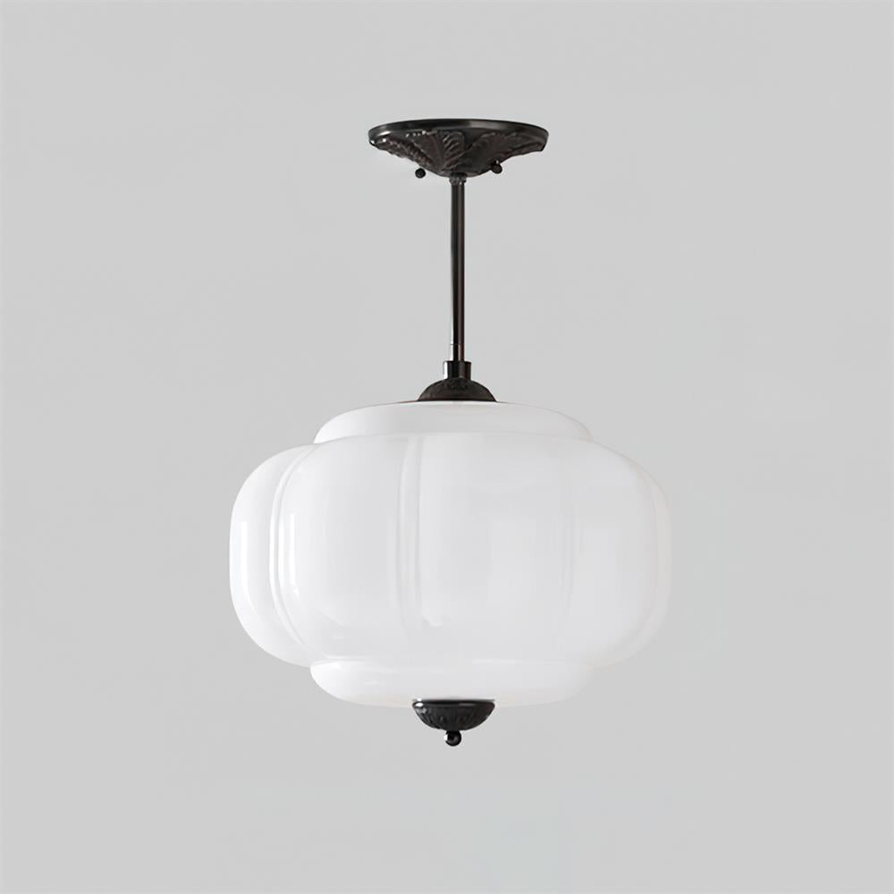 Eldio Semi-Flush Mount Ceiling Light with Green Glass Shade