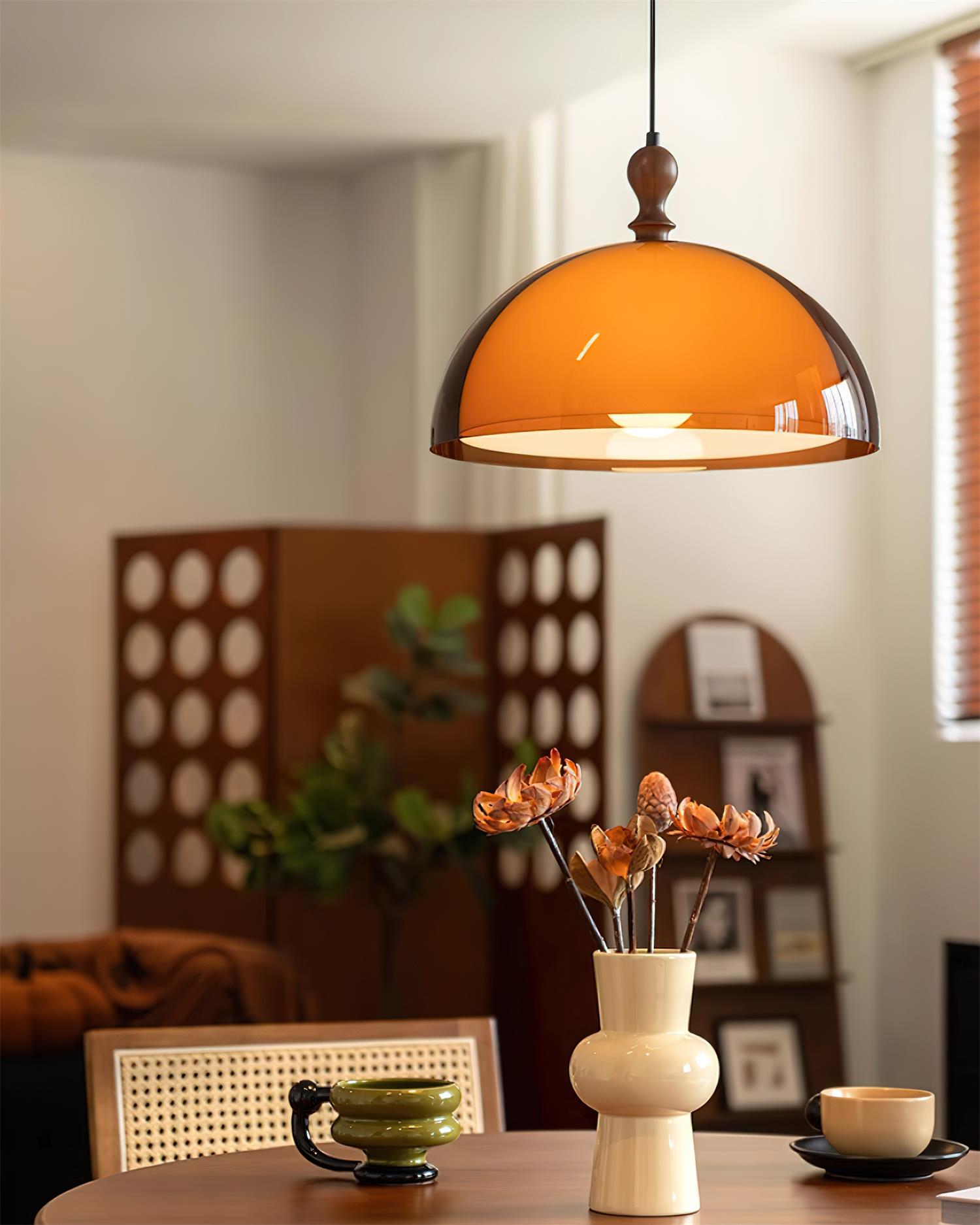 Solven Amber Acrylic Dome Pendant Light
