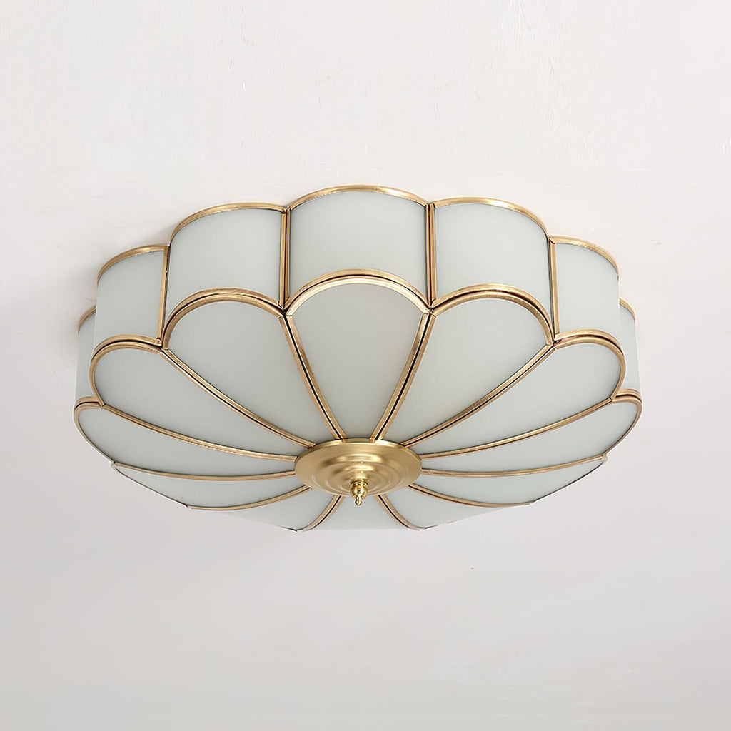 Ulira Flower-Shaped Brass Ceiling Light with Frosted Glass Shade
