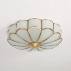 Ulira Flower-Shaped Brass Ceiling Light with Frosted Glass Shade