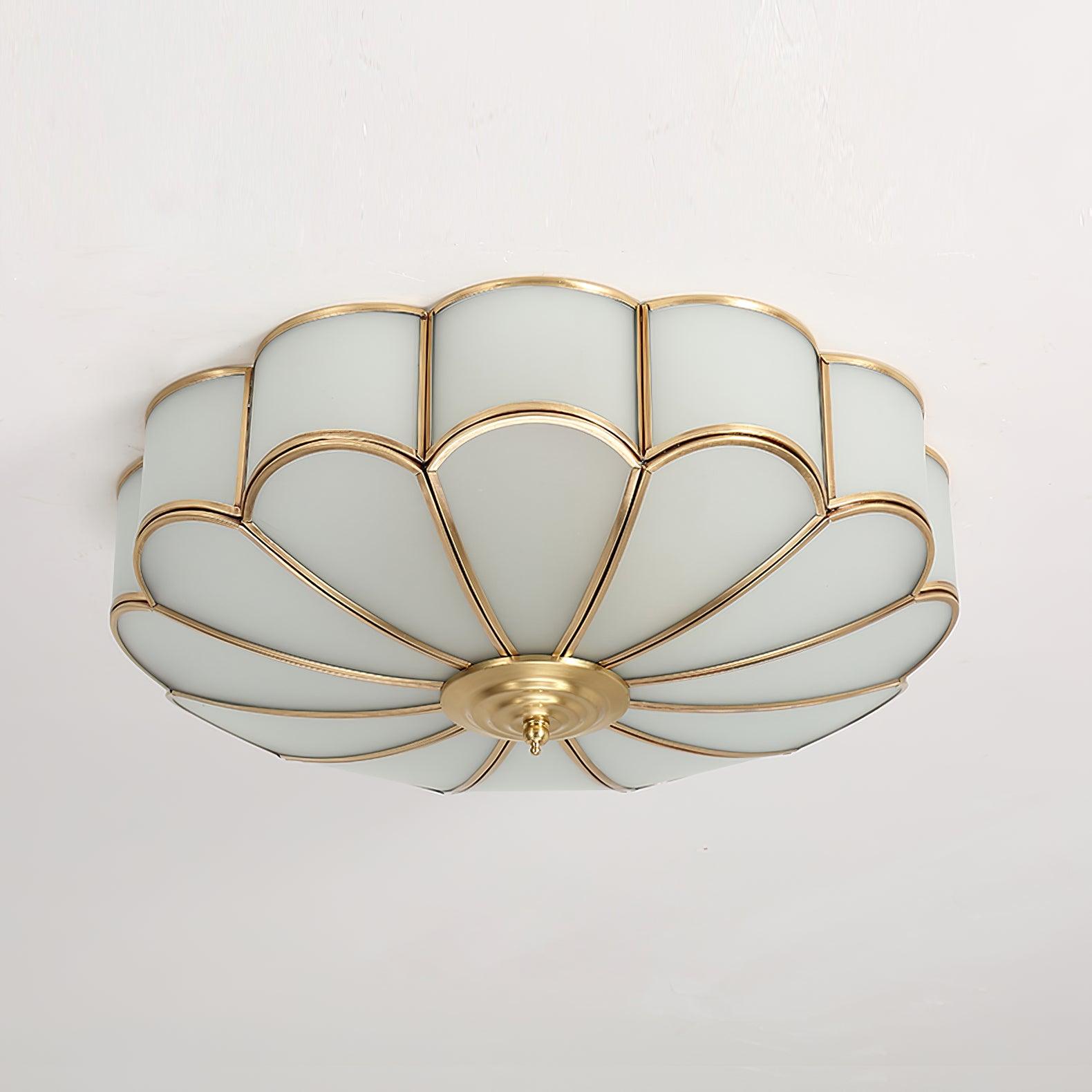 Ulira Flower-Shaped Brass Ceiling Light with Frosted Glass Shade