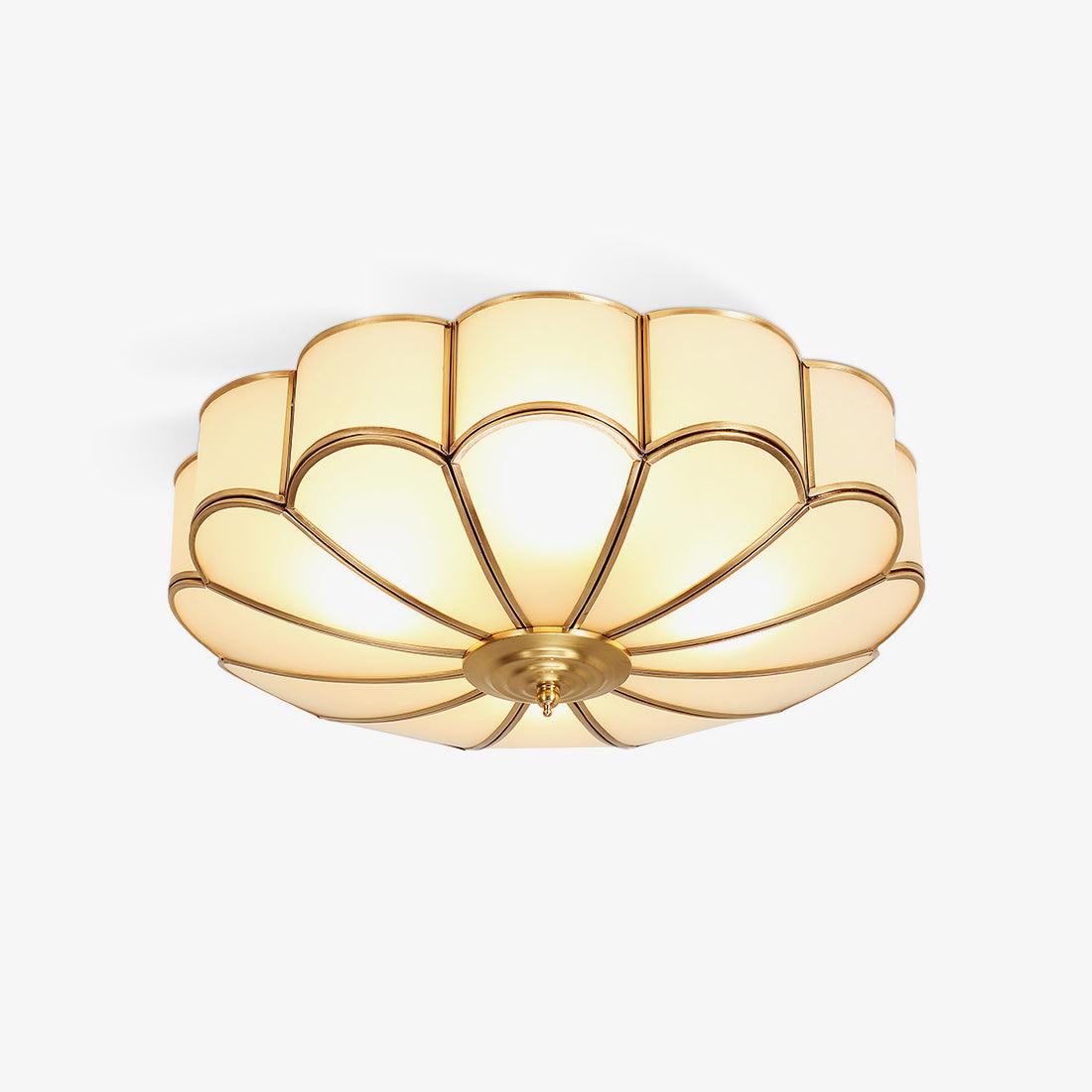 Ulira Flower-Shaped Brass Ceiling Light with Frosted Glass Shade