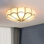 Ulira Flower-Shaped Brass Ceiling Light with Frosted Glass Shade