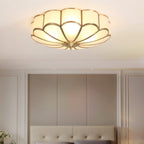 Ulira Flower-Shaped Brass Ceiling Light with Frosted Glass Shade