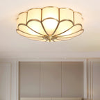 Ulira Flower-Shaped Brass Ceiling Light with Frosted Glass Shade