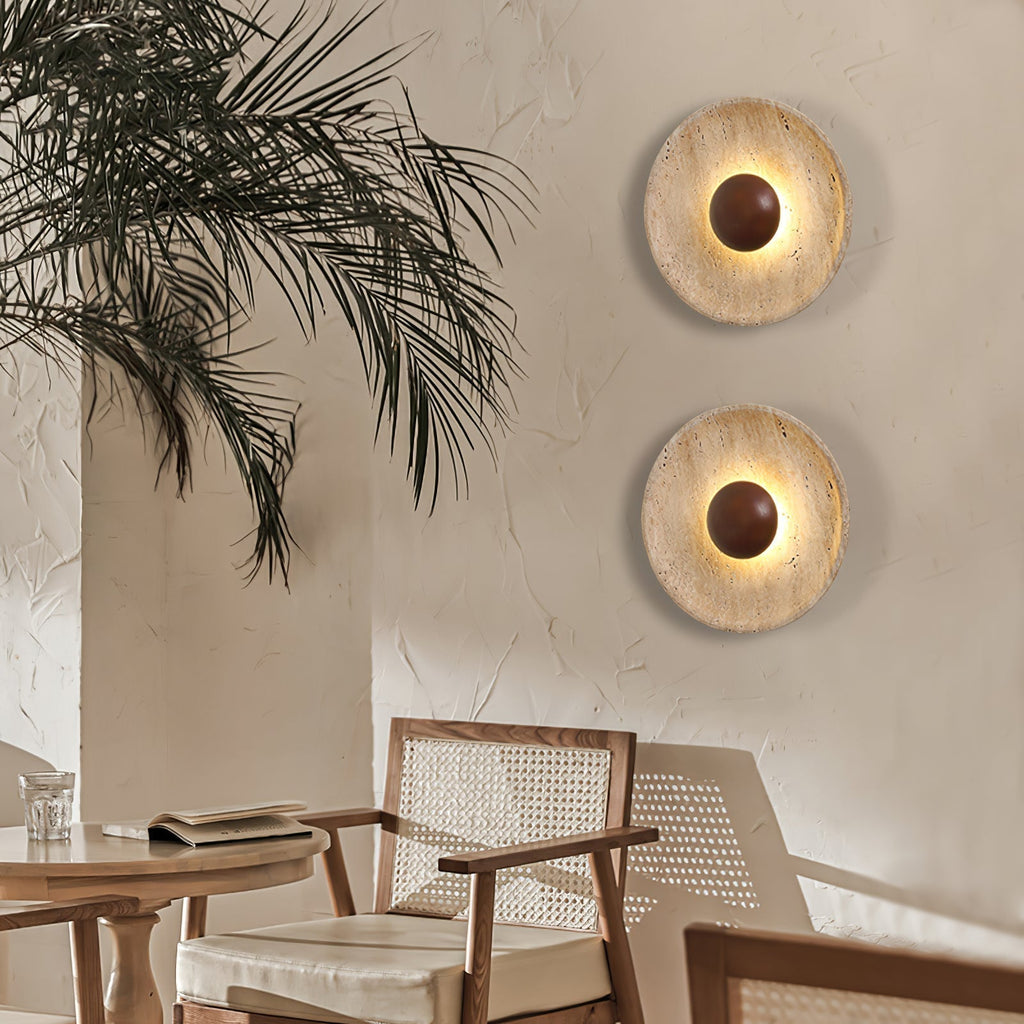 Aveny Sun Travertine Wall Sconce