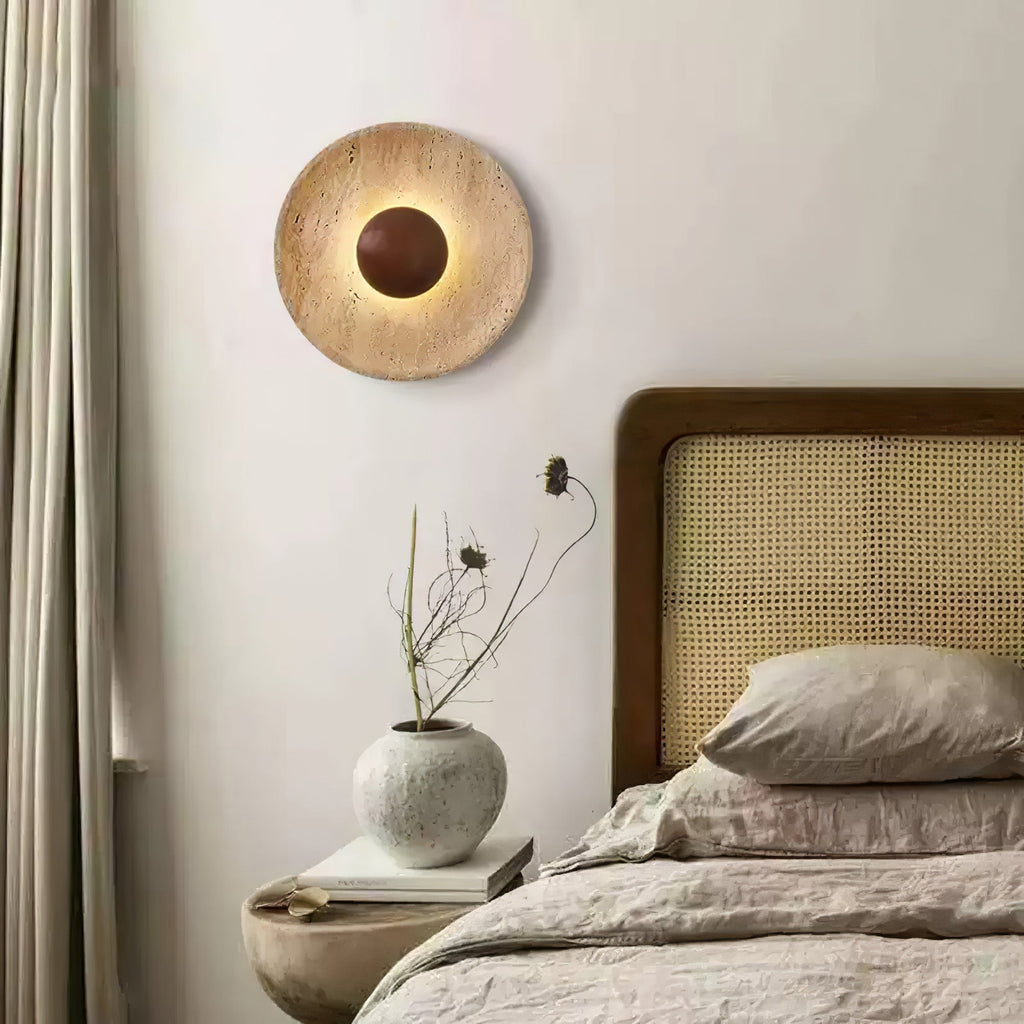 Aveny Sun Travertine Wall Sconce