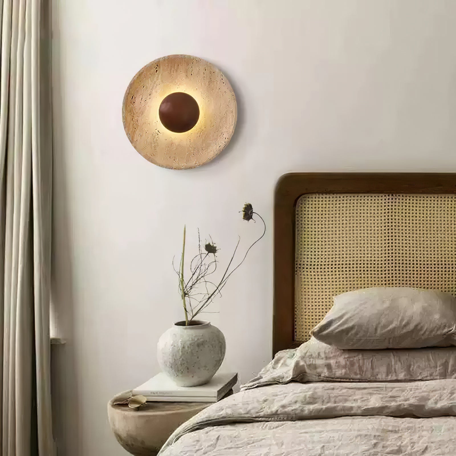 Aveny Sun Travertine Wall Sconce