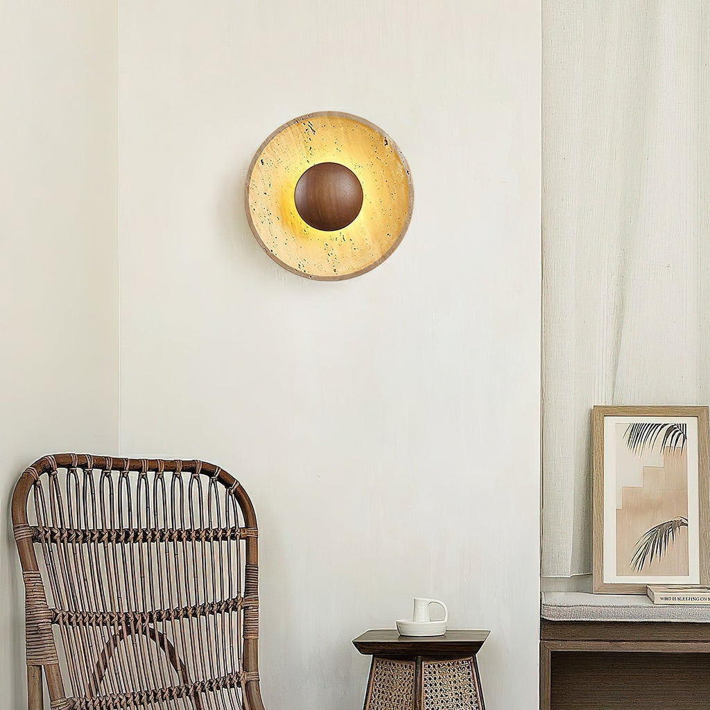 Aveny Sun Travertine Wall Sconce
