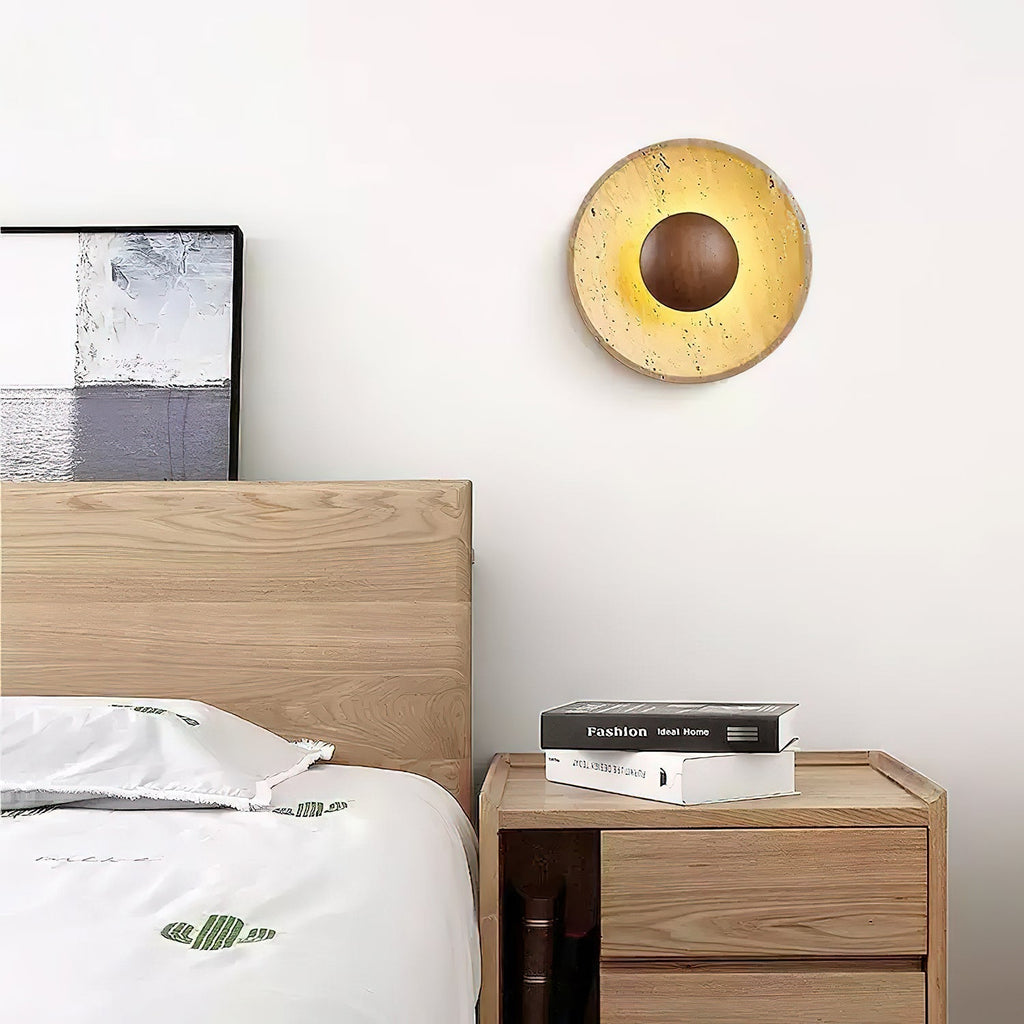 Aveny Sun Travertine Wall Sconce