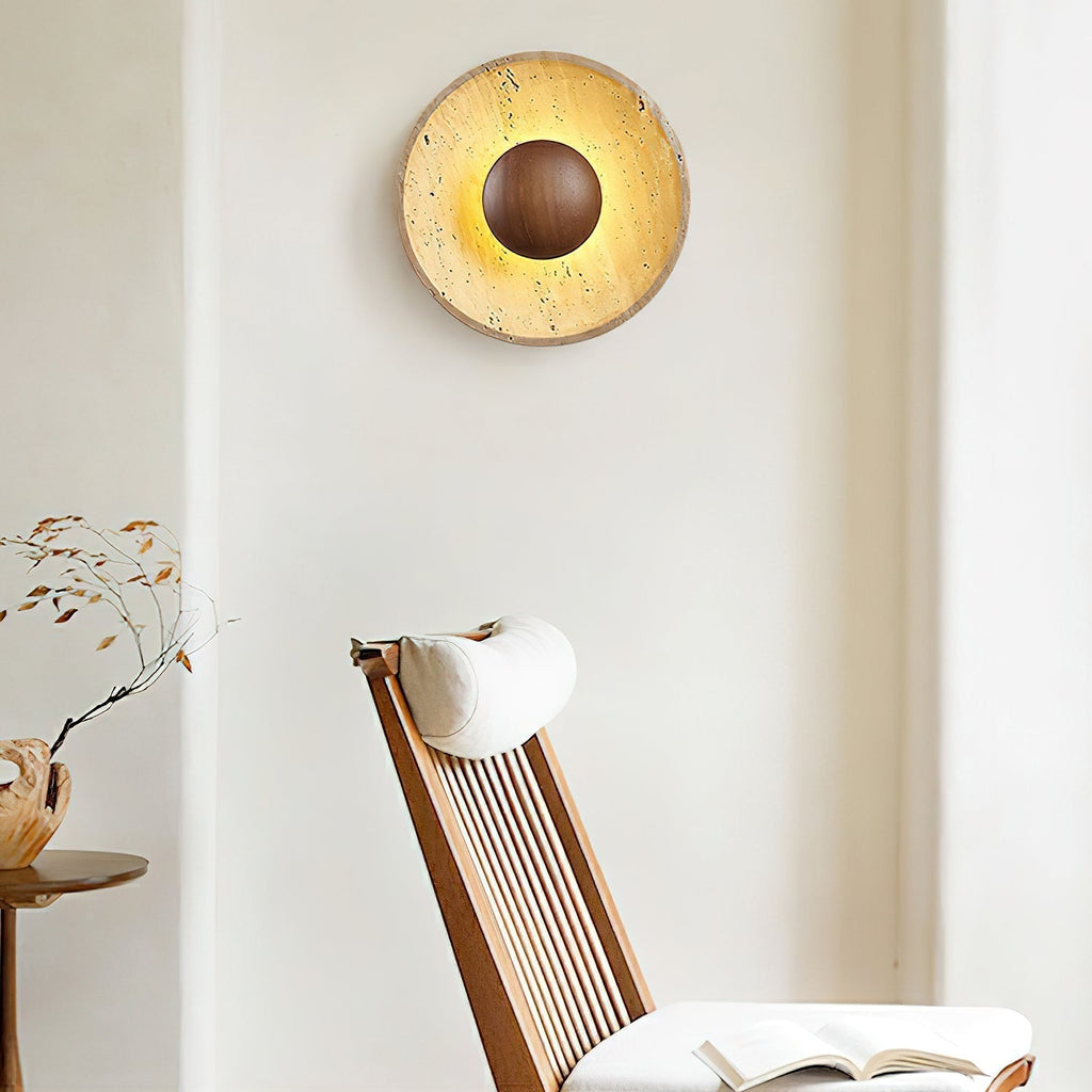 Aveny Sun Travertine Wall Sconce