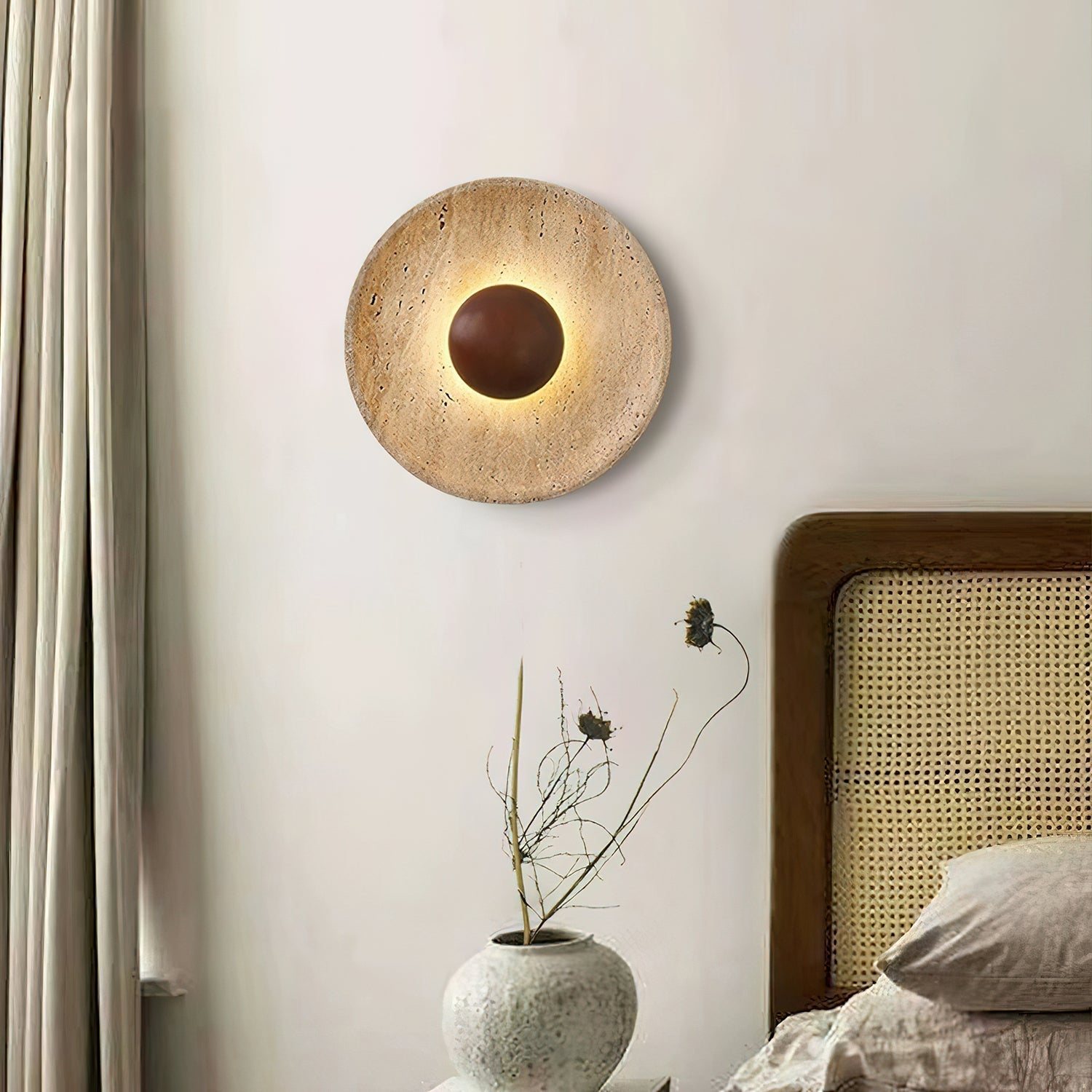 Aveny Sun Travertine Wall Sconce