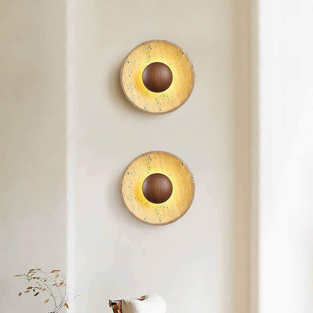 Aveny Sun Travertine Wall Sconce