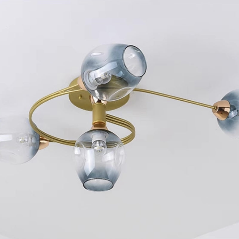 Valentina Black/Gold Glass Flush-Mount Ceiling Light for Dining Room