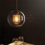 Hessa Contemporary Gold Glass Pendant Light with Globe or Cylinder Shade