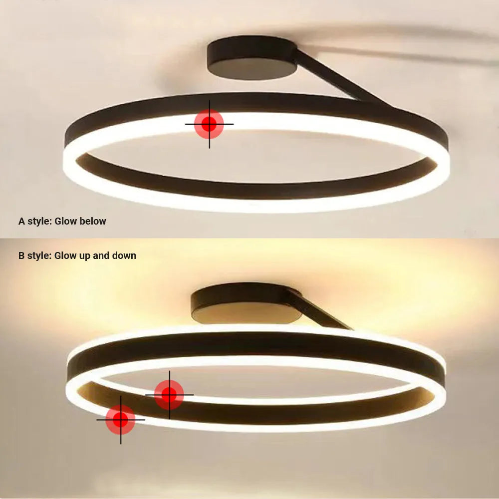 Solen Modern Black & White Circular Flush-Mount Ceiling Light